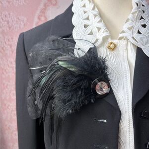 Black Feather Crystal Brooch / Fascinator